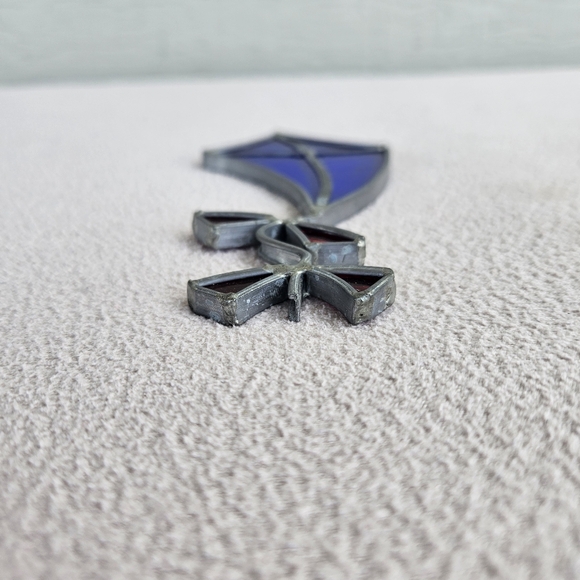 VTG Stained Glass Blue Kite Suncatcher Hanging Metal 6" Handcrafted - Picture 6 of 10